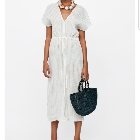 zara striped linen dress